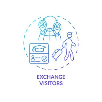 Exchange visitors blue gradient concept icon Stock Illustration