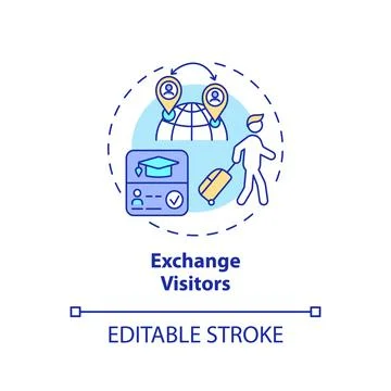 Exchange visitors concept icon Stock Illustration