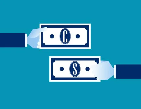 Exchanging currency. Concept business vector illustration. Flat design. Stock Illustration