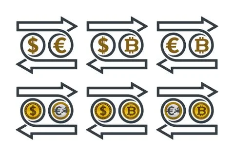 Exchanging currency icons Stock Illustration