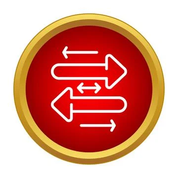 Exchanging data arrows in red circle icon Stock Illustration