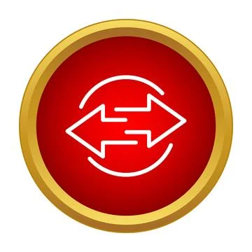 Exchanging data arrows in a round golden button Stockillustratie