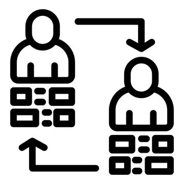 Exchanging data between people representing decentralized database storage Stock Illustration