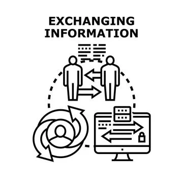 Exchanging information between people and digital networks Stockillustratie