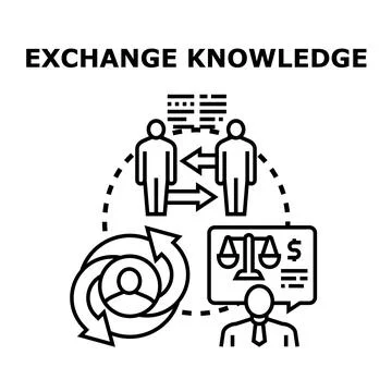Exchanging knowledge and information between business people Stock Illustration