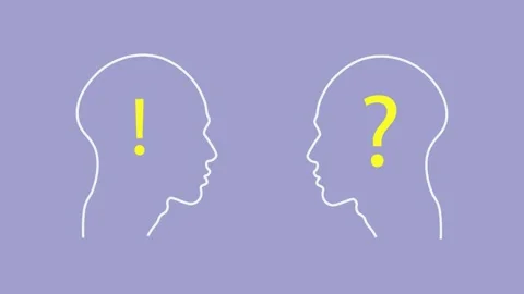 Exchanging Knowledge Concept. Man Head with question mark and other person .. Stock Footage 305670435