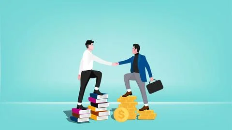 Exchanging knowledge or science for money for a business or startup project.. Stock Illustration