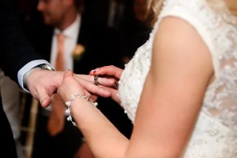 Exchanging of Wedding Rings Stock Photos