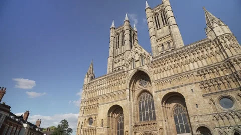 Exchequer Gate and Lincoln Cathedral, Lincoln, Lincolnshire, England Stock Footage 282914147