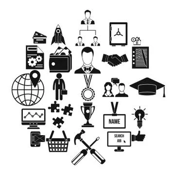 Exchequer icons set, simple style Stock Illustration