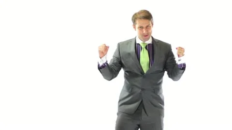 Excited Businessman Using a Tablet Stock Footage 11526417