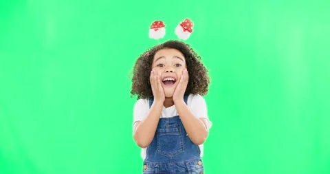 Excited child, green screen and Christma... | Stock Video | Pond5