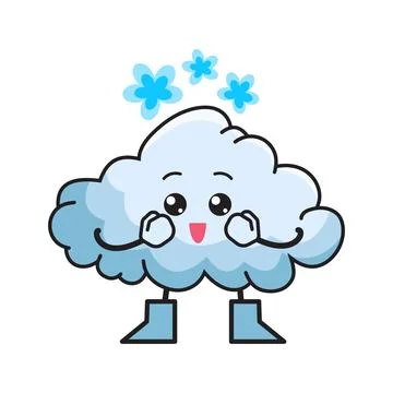 Excited cloud character Stock Illustration