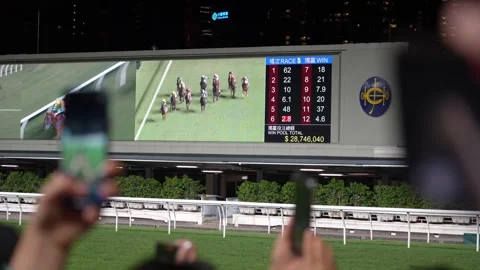 Excited Crowd Capturing Running Horse at Horse Racing - 4K 스톡 동영상 247097736