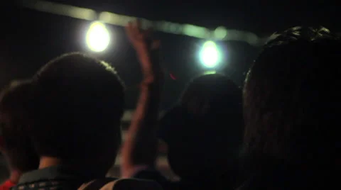 Excited Crowd Raising Hands &amp; Clapping At Muay Thai Boxing Event Slow Motion Stock Footage 59128265