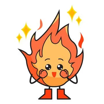 Excited fire character Stock Illustration