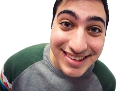 Excited guy from an interesting angle.. Stock Photos