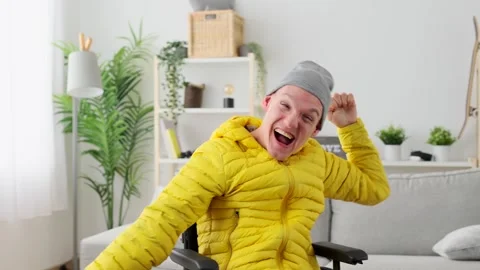 Excited handicapped man having fun Stock Footage 262107692