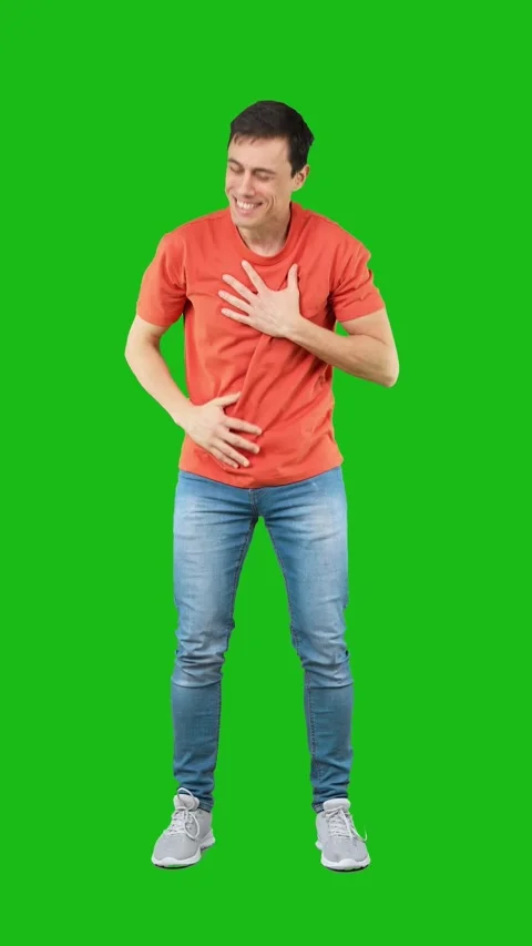 Excited man trying to hug camera. Green background Vídeos de archivo 244743671