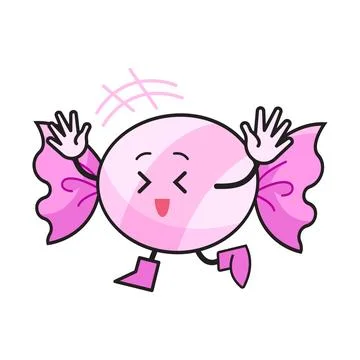 Excited pink candy character Stock Illustration