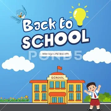 Excited student greets bright future back to school scene Plantilla PSD