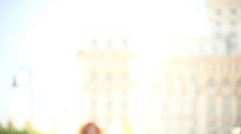 Excited Young Woman Comes into Focus Stock Footage