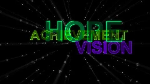 An exciting 3d illustration of such concept words as hope, achievement and vi Illustrazione stock