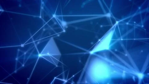 Exciting 3d rendering of a futuristic cyberspace flight through light blue ne Stock Illustration