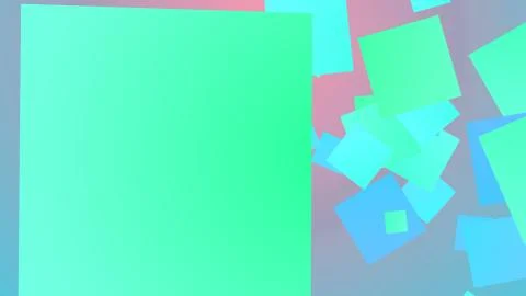 An exciting 3d rendering of whirling big and small squares of celeste and blu Stock Illustration