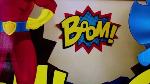 Exciting Boom Sign Text with Motion Superheroes Stock Footage 85205836