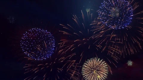An exciting event exploding lights of fireworks Display Loop Animation Stock Footage 127020557