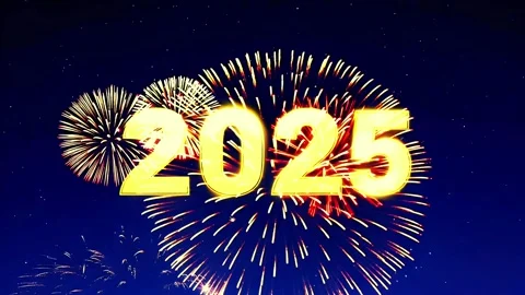 Exciting Fireworks Countdown to New Year 2025 with Vibrant Visuals Vídeo Stock 293317468