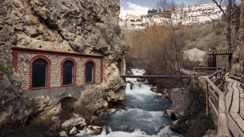 Exciting path along the river Sendero de la Cerrada en Andalucia Spain Stock Photos
