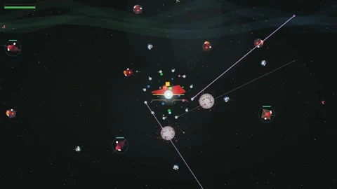 Exciting space battle with vibrant spacecraft in a sci-fi universe at night Stock Footage 322184496