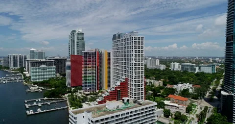 Exciting towers in Biscayne Bay Stock Footage 157257883