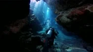 Exciting Underwater Diving In Underwater Caves Of The Reef Claudio. Stock Footage