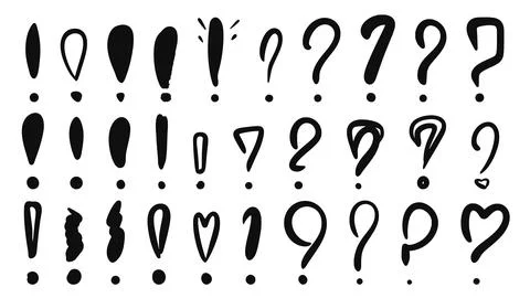 Exclamation and question mark doodle sketch style set Illustrazione stock