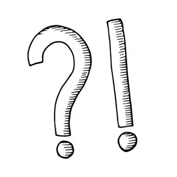 Exclamation and question mark icon. sketch isolated object Illustrazione stock