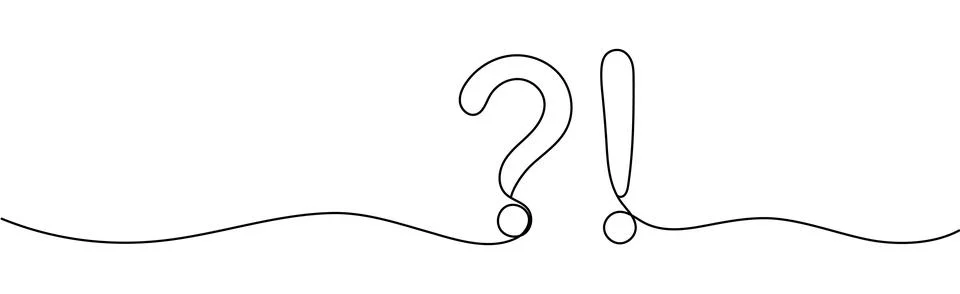 Exclamation and question marks icon line continuous drawing vector. One line  Stock Illustration