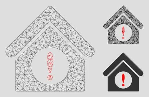 Exclamation Building Vector Mesh 2D Model and Triangle Mosaic Icon Ilustración de archivo