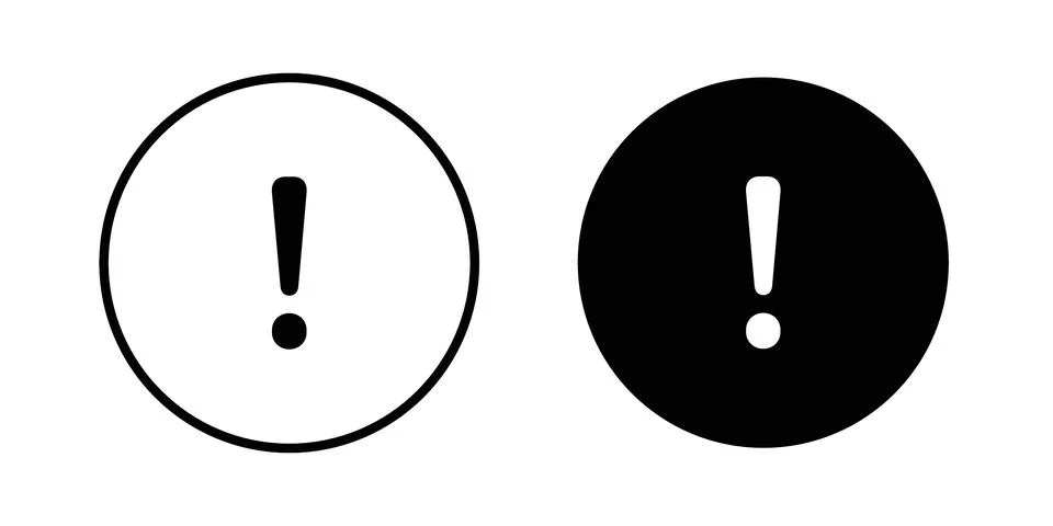 Exclamation button icon logo. Outline style icons with flat versions Stock Illustration