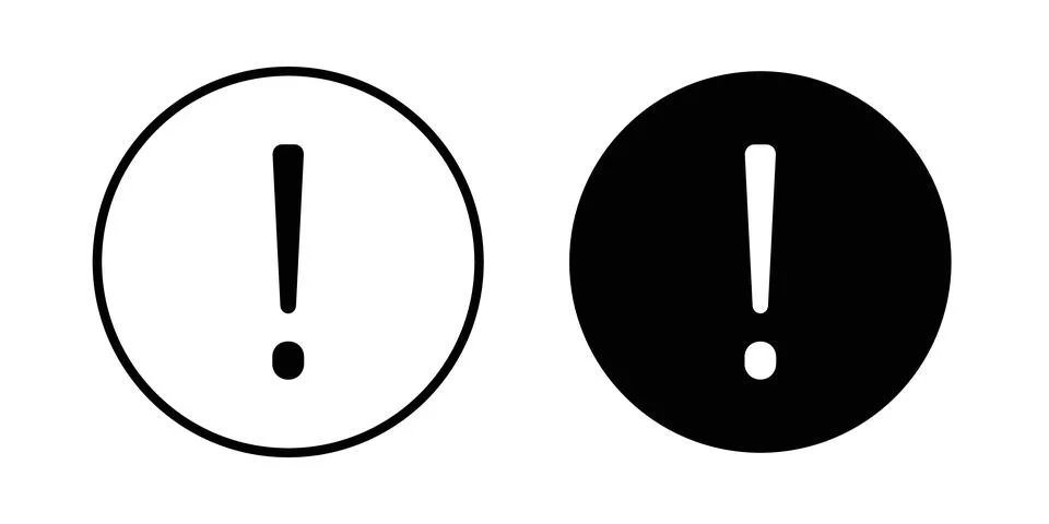 Exclamation button icon thin line and clipart style vector set Stock Illustration