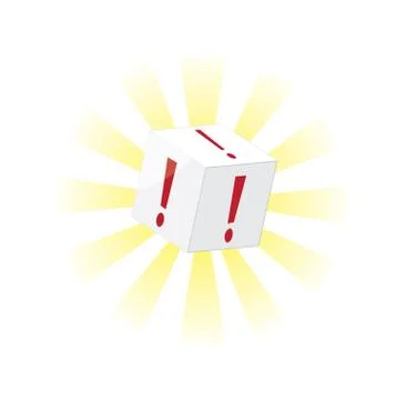 Exclamation cube Stock Illustration