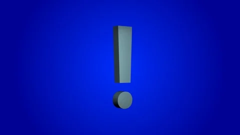 Exclamation mark 3-D rotating on a blue background Stock Footage 114233721