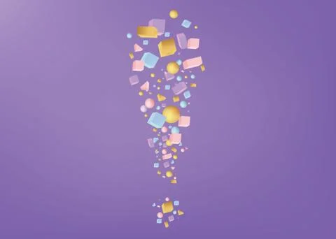 Exclamation mark of 3d figures realistic vector Stock Illustration
