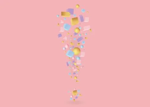 Exclamation mark of 3d figures realistic vector Stock Illustration