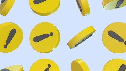 Exclamation Mark 3D Icon Falling Animation. Yellow Warning Sign 3D. 4K Stock Footage 292383718