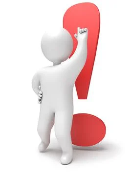 Exclamation mark, 3d render person Stockillustratie