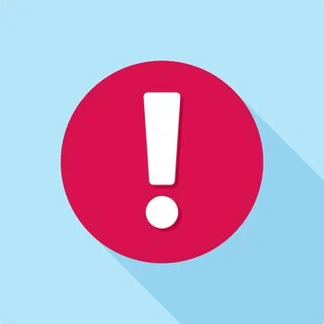 Exclamation Mark Alert Icon with Long Shadow Stock Illustration