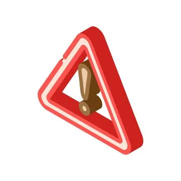 Exclamation mark alert isometric icon vector illustration Stock Illustration